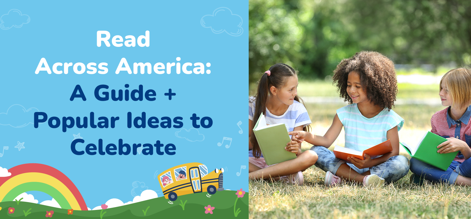 The article’s title, “Read Across America: A Guide + Popular Ideas to Celebrate,” next to three children reading in a park.